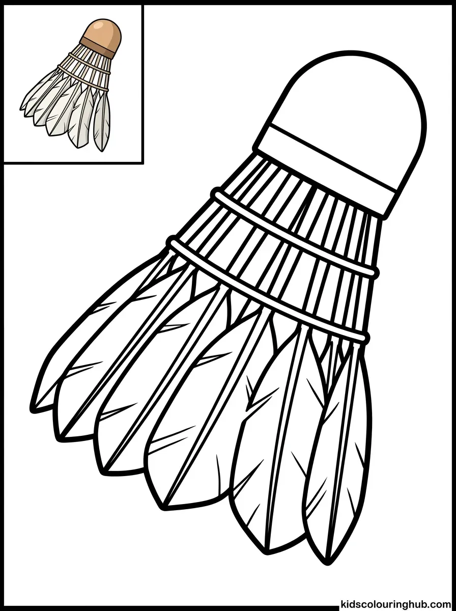 Badminton shuttlecock coloring page