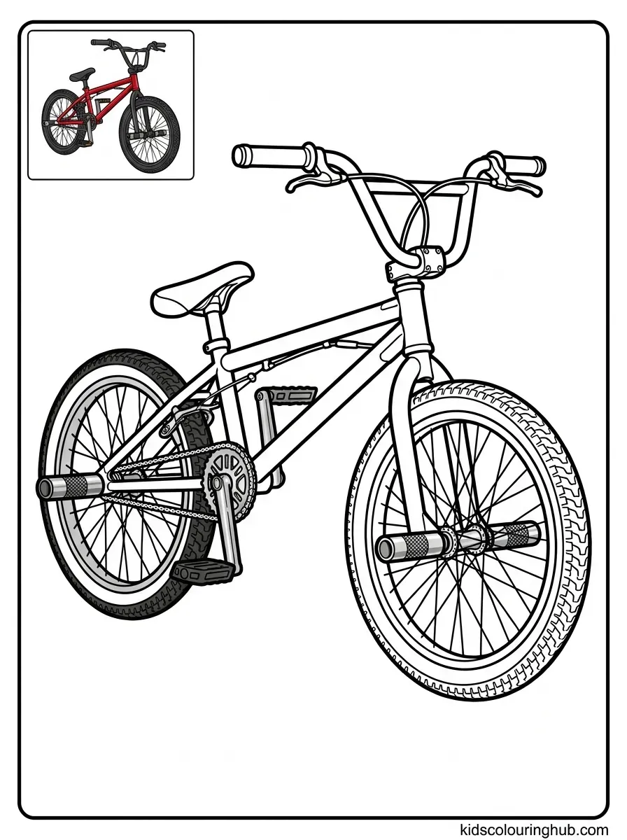 Line art of a BMX trick bicycle