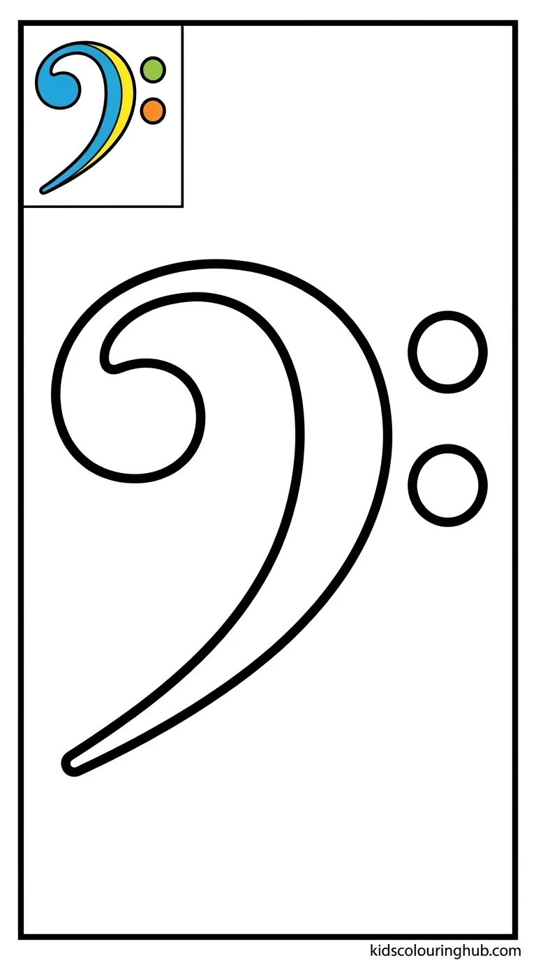 A clear bass clef symbol with its signature two dots