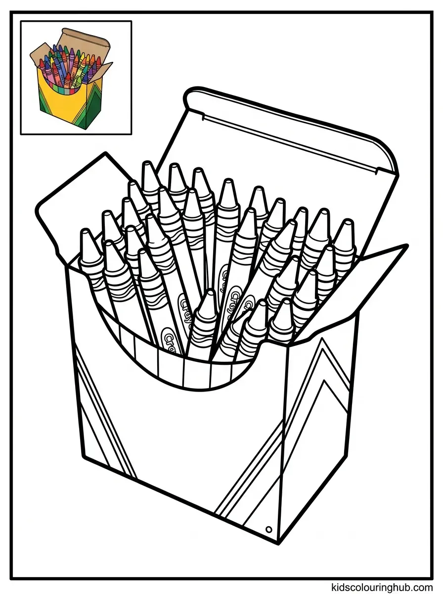 Box of crayons coloring page