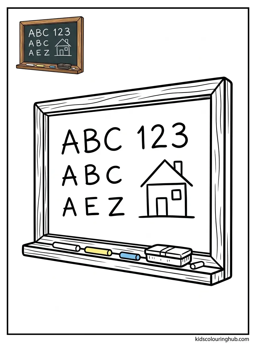 Classroom chalkboard coloring page