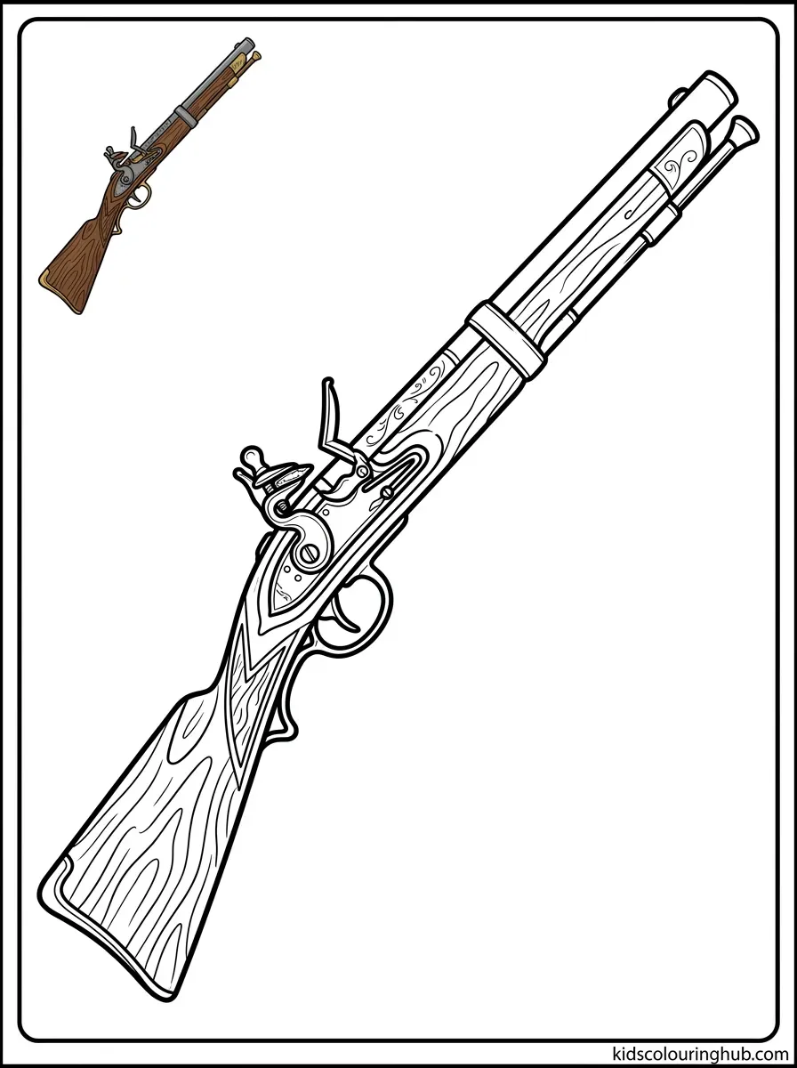 Colonial musket rifle coloring page