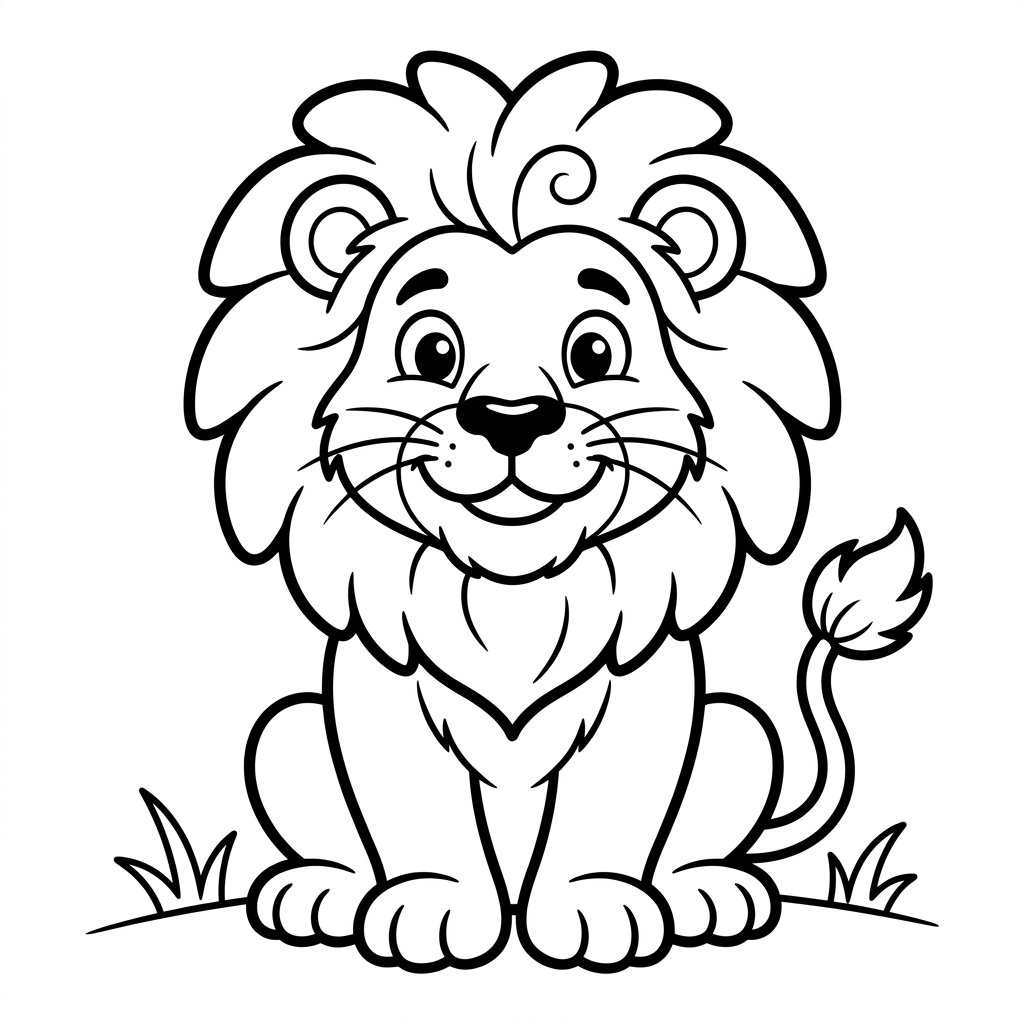 Cute lion — free printable colouring page
