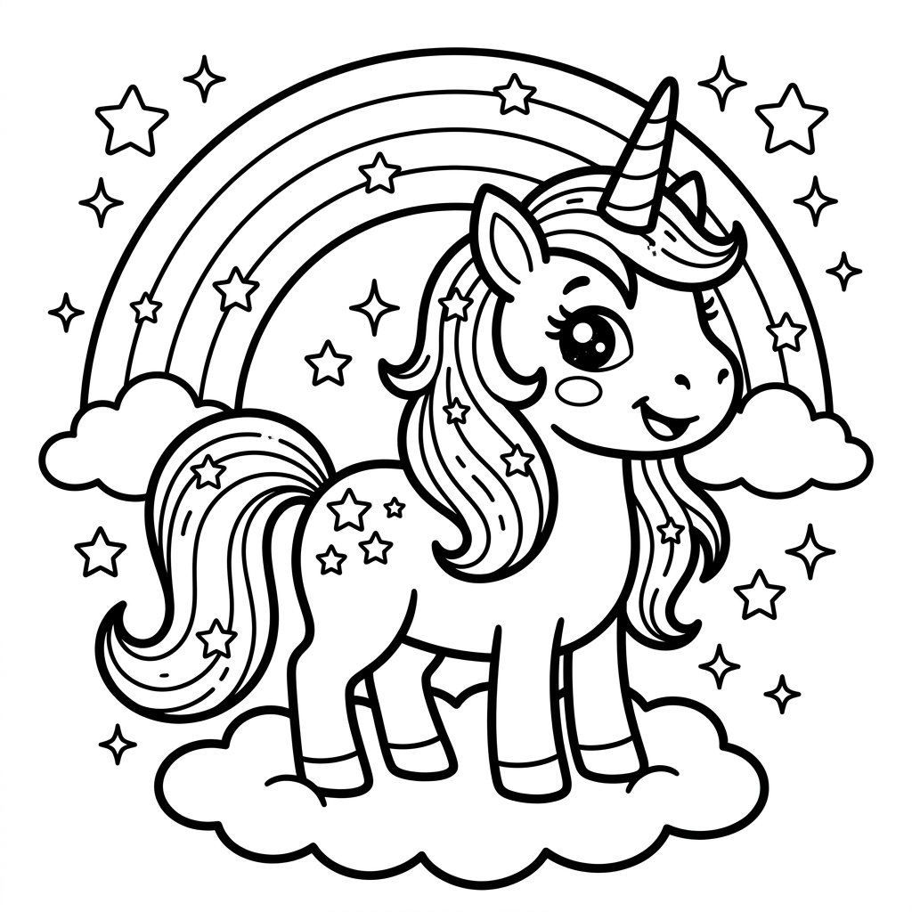 Magic unicorn — free printable colouring page