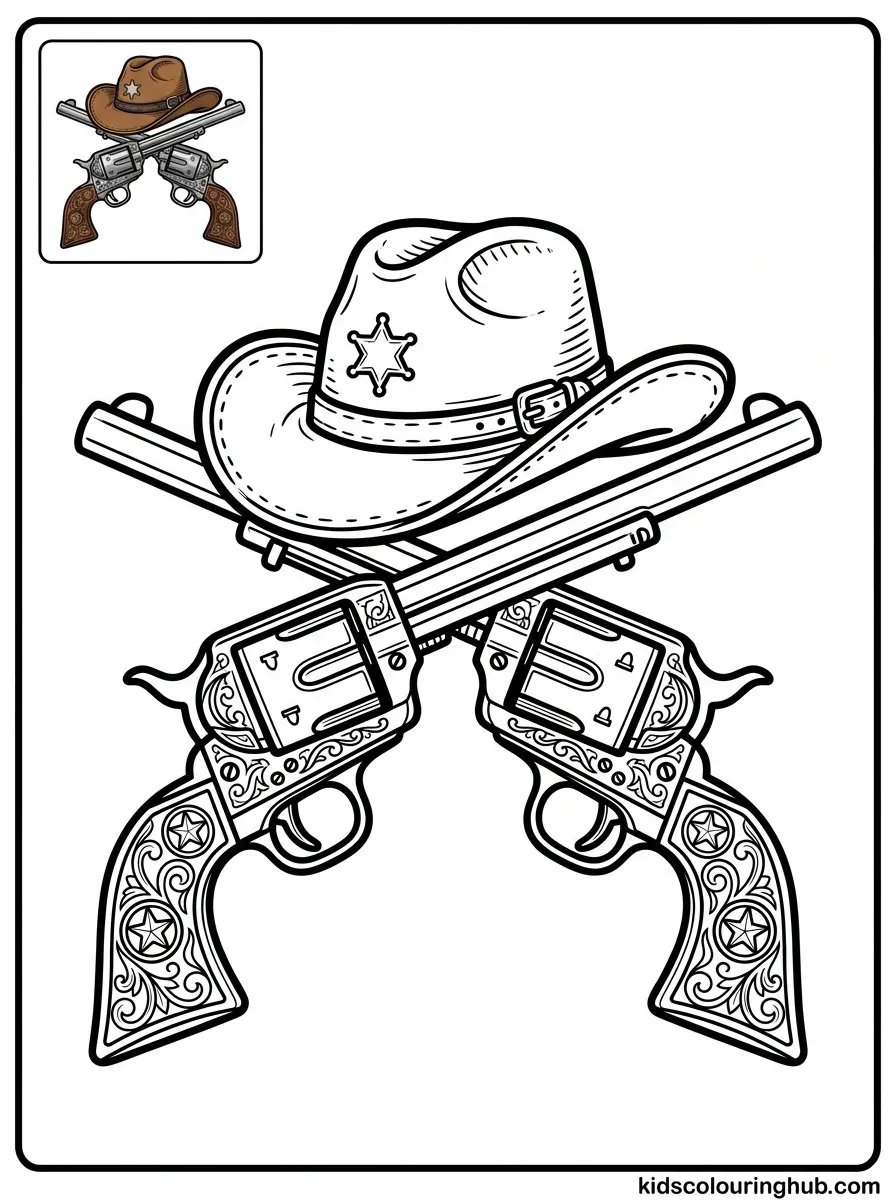 Cowboy dual pistols coloring page