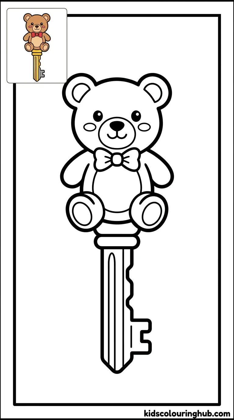 A playful key featuring a friendly teddy bear head design