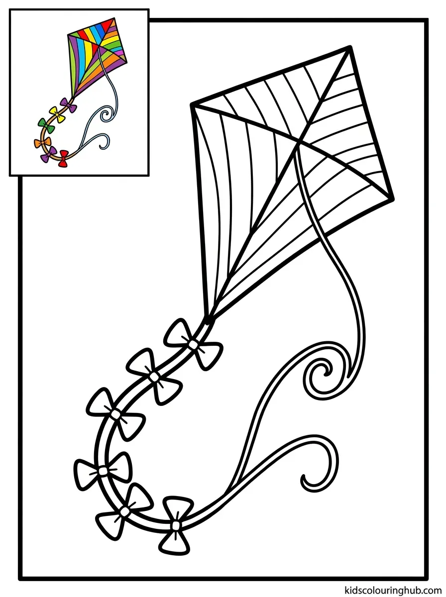 Diamond soaring kite coloring page for kids