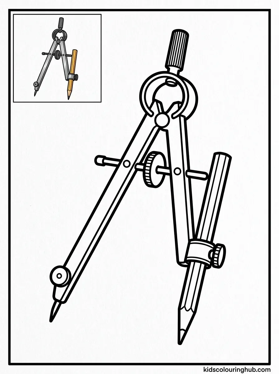 Drafting compass coloring page