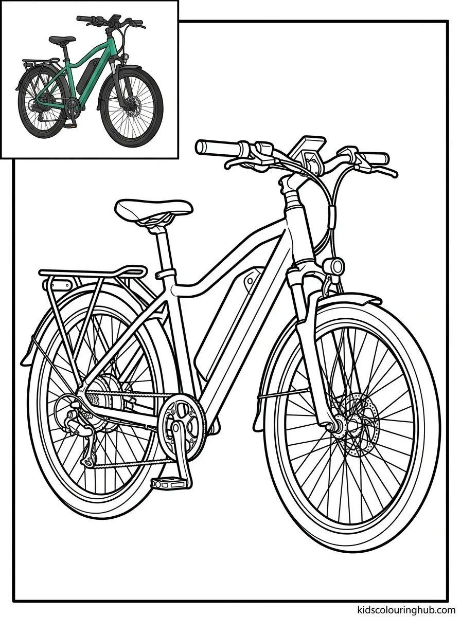 Line art of a modern electric e-bike