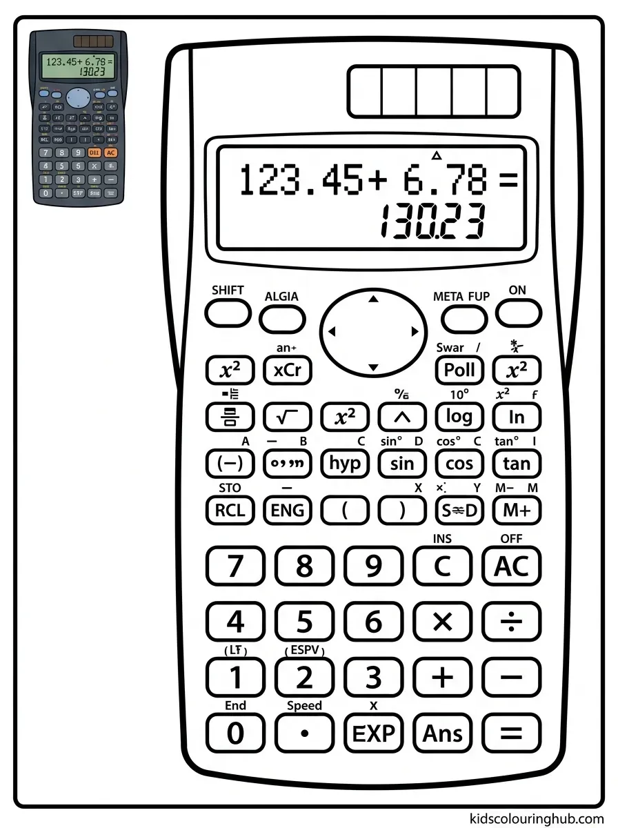 Electronic calculator coloring page