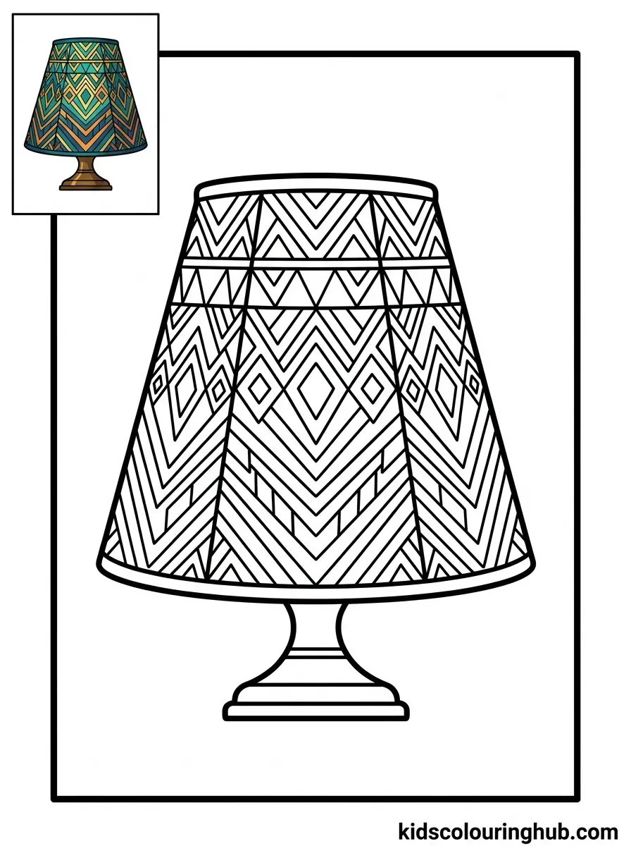 Elegant trapezoid lampshade coloring page for kids
