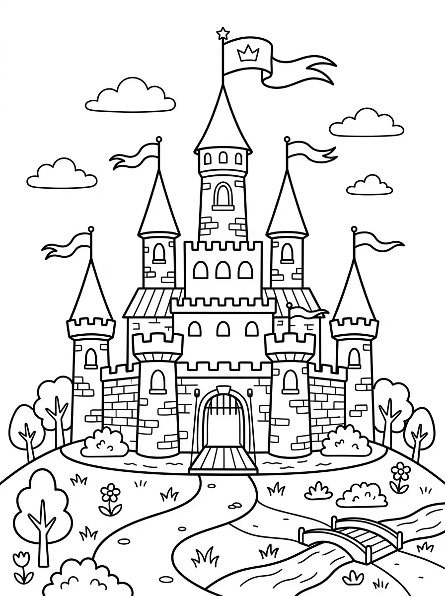 Castle coloring page