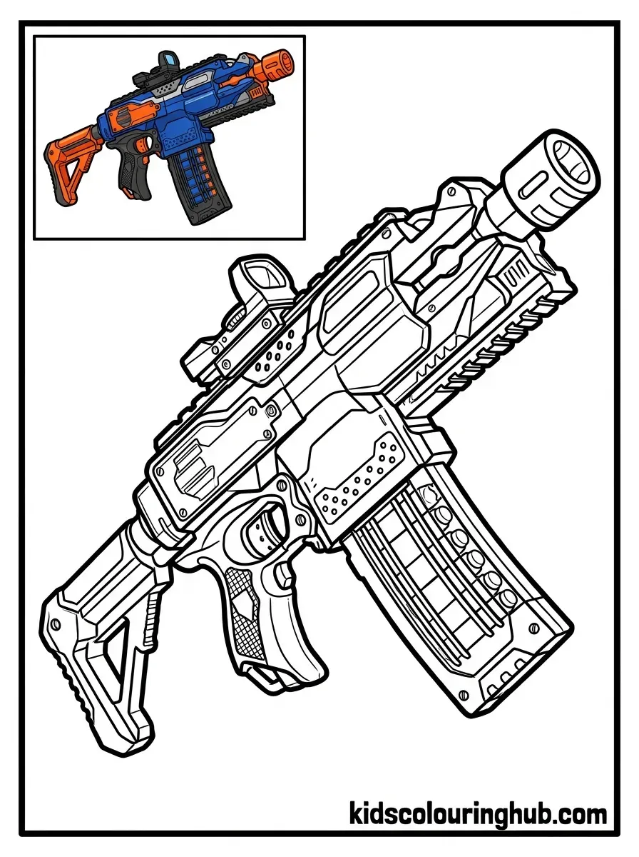 Foam dart blaster coloring page