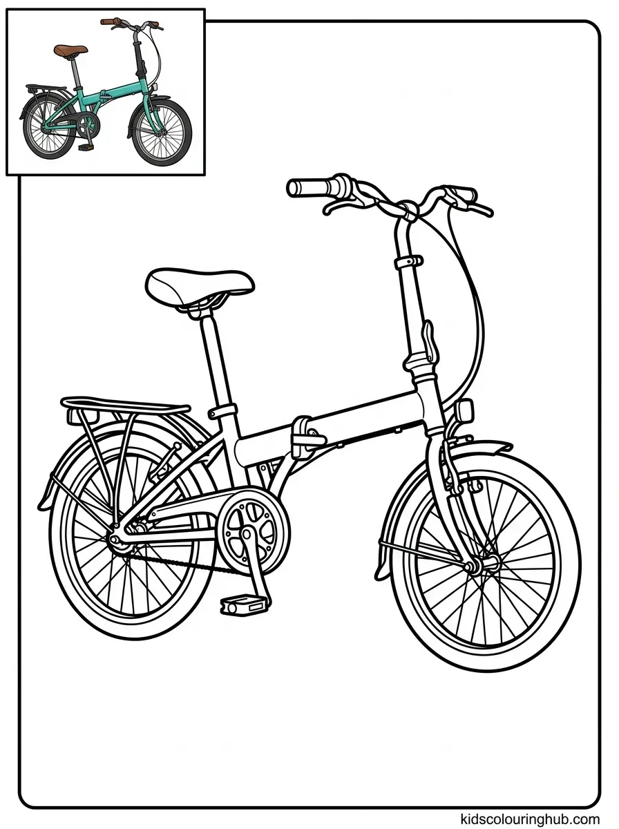 Line art of a folding city bicycle