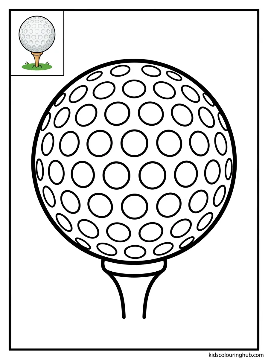 Golf ball on a tee coloring page