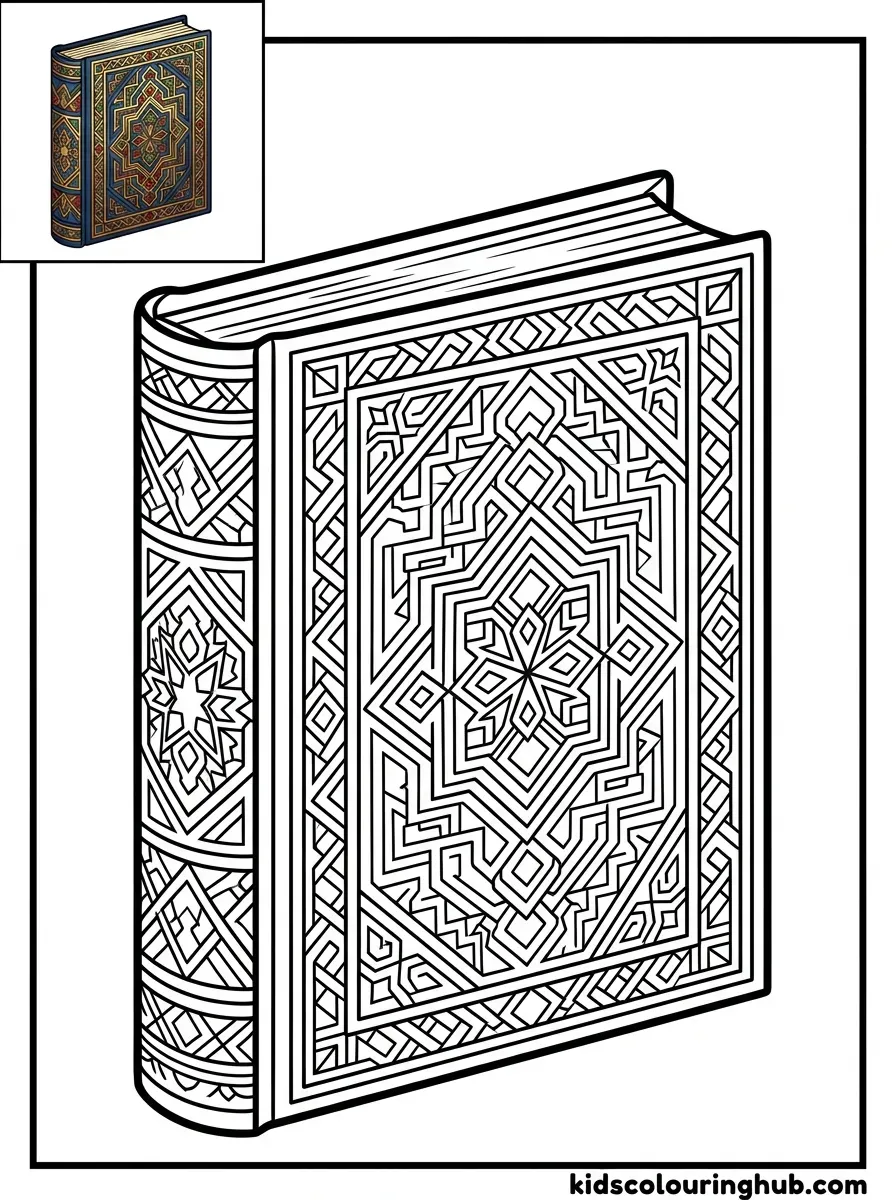 Hardcover rectangle book coloring page for kids