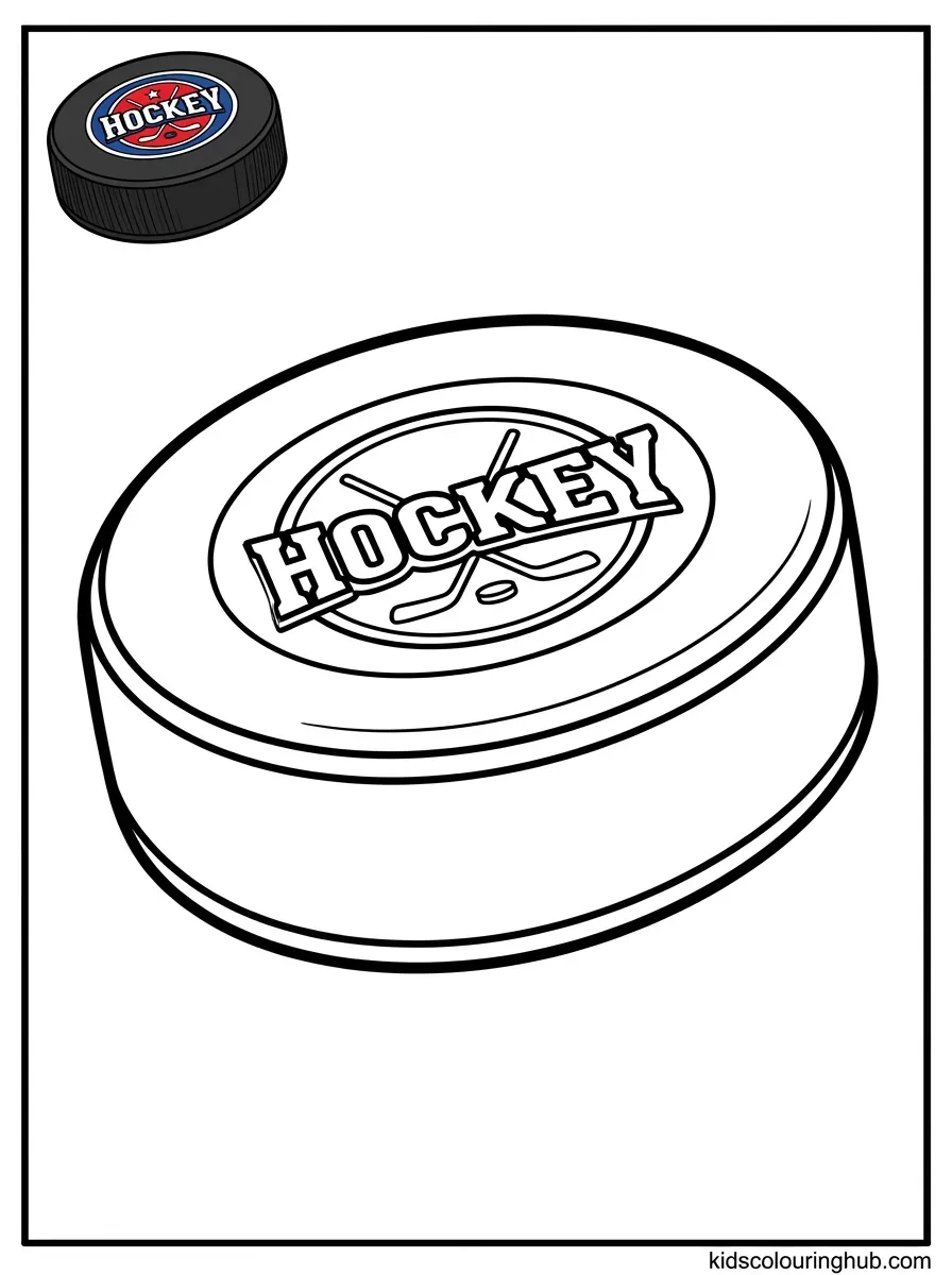 Hockey puck coloring page