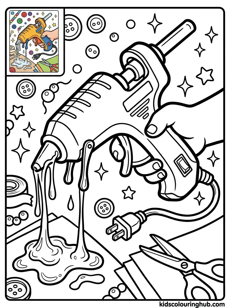 Hot glue craft gun coloring page