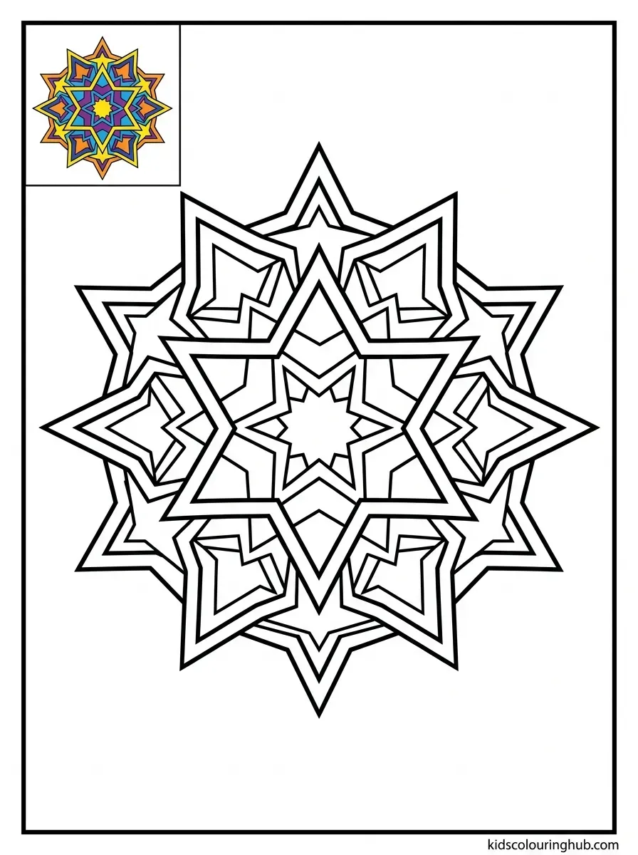 Interlocking star polygon coloring page