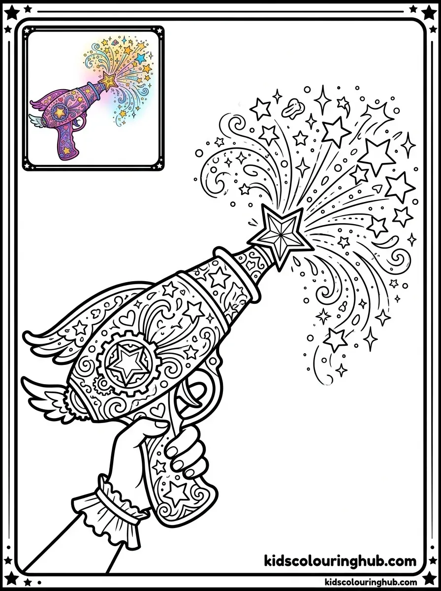Magic fairy wand gun coloring page