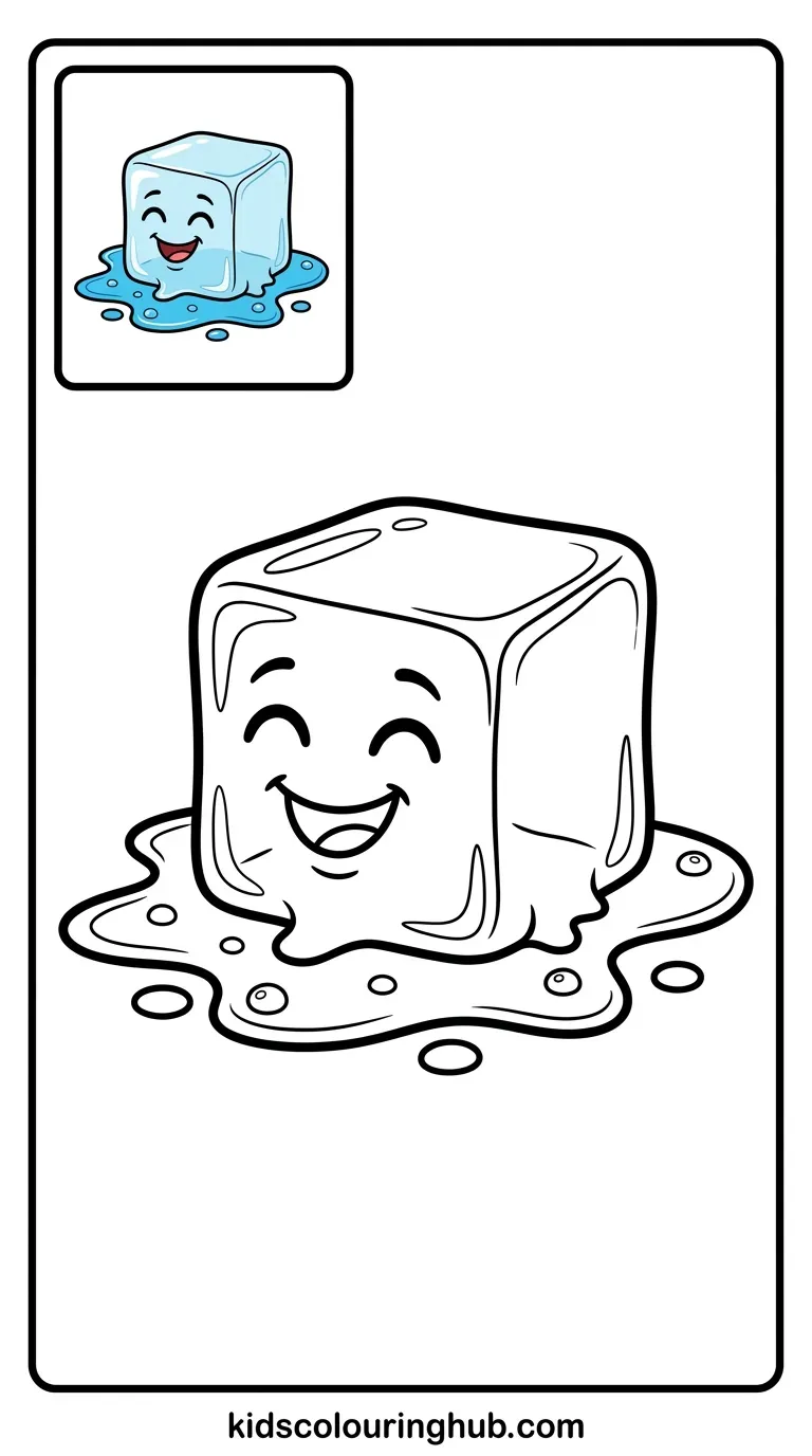 Melting ice cube coloring page