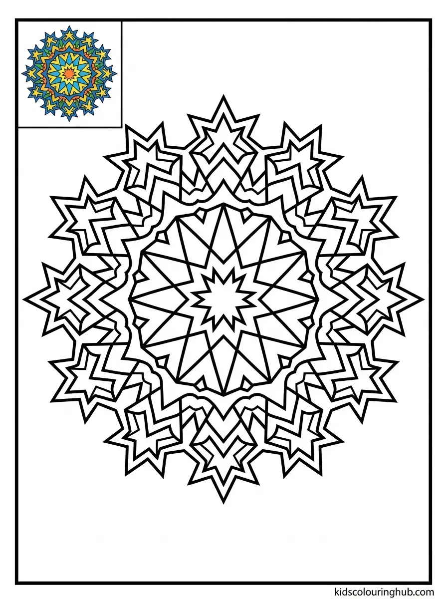 Minimalist simple star mandala coloring page