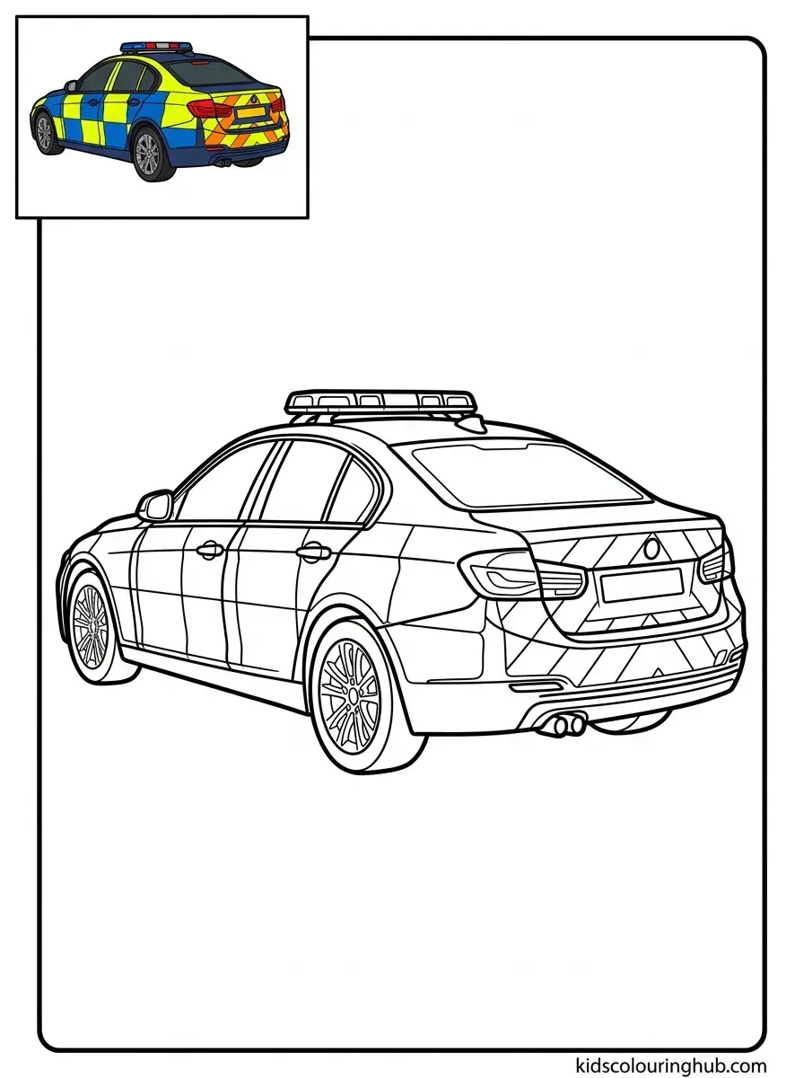 Motorway police patrol sedan coloring page