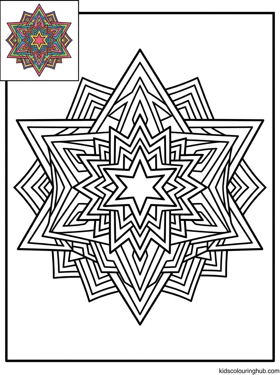 Nested starpolygon design coloring page
