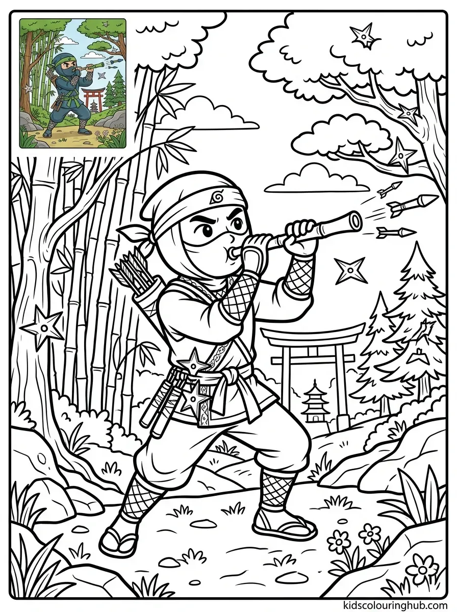 Ninja blowpipe coloring page