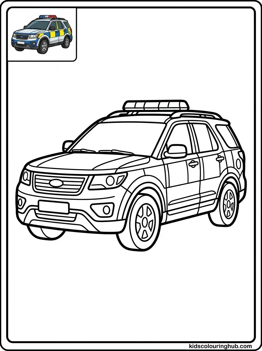Police community service vehicle coloring page