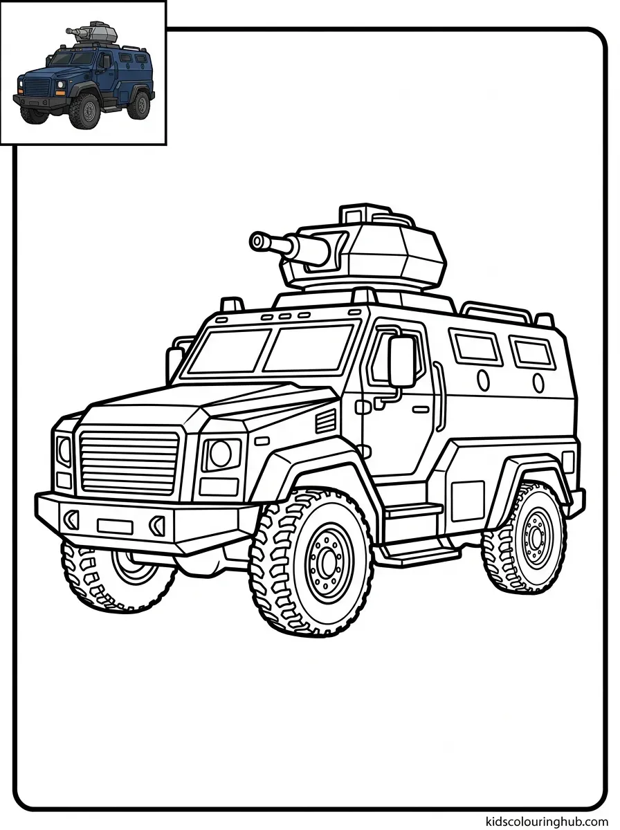 Police water cannon vehicle coloring page