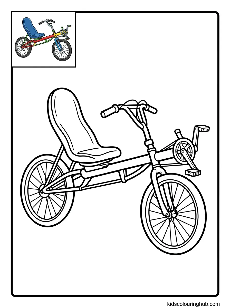 Line art of a recumbent bicycle