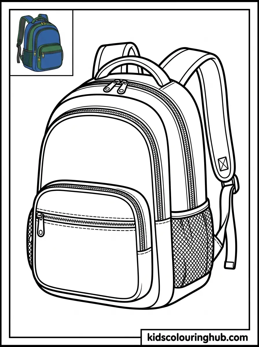 School backpack coloring page
