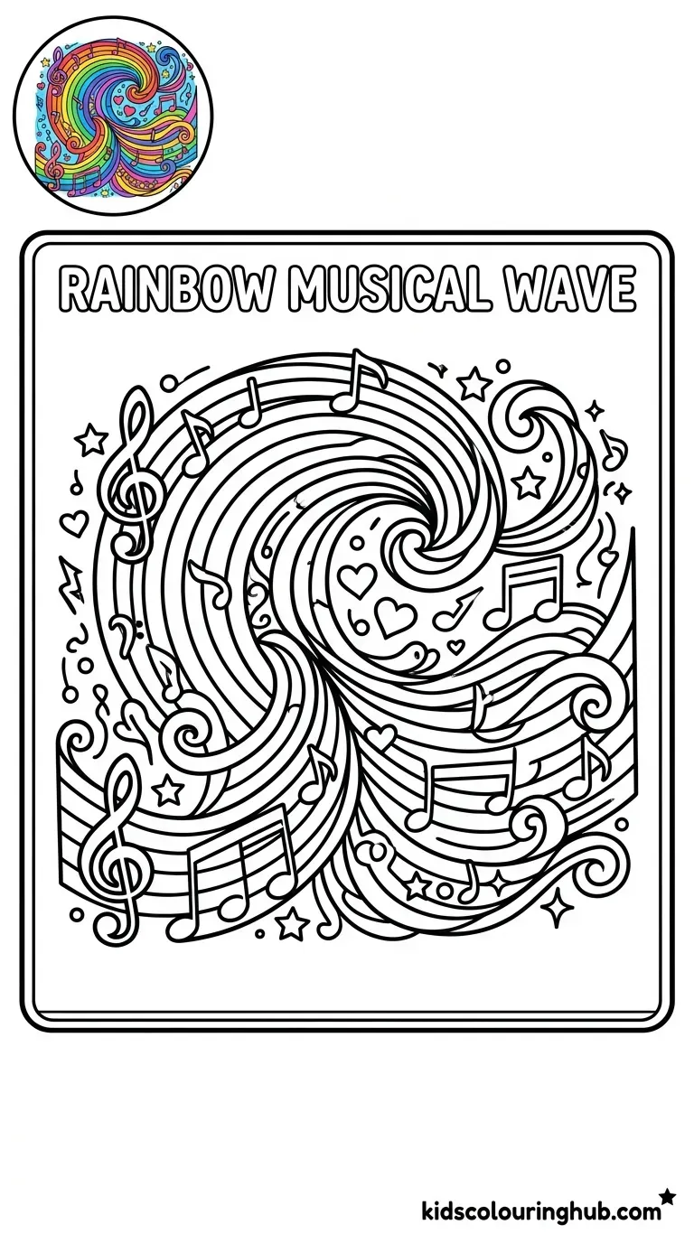 A cute little bird perched atop a large music note symbol