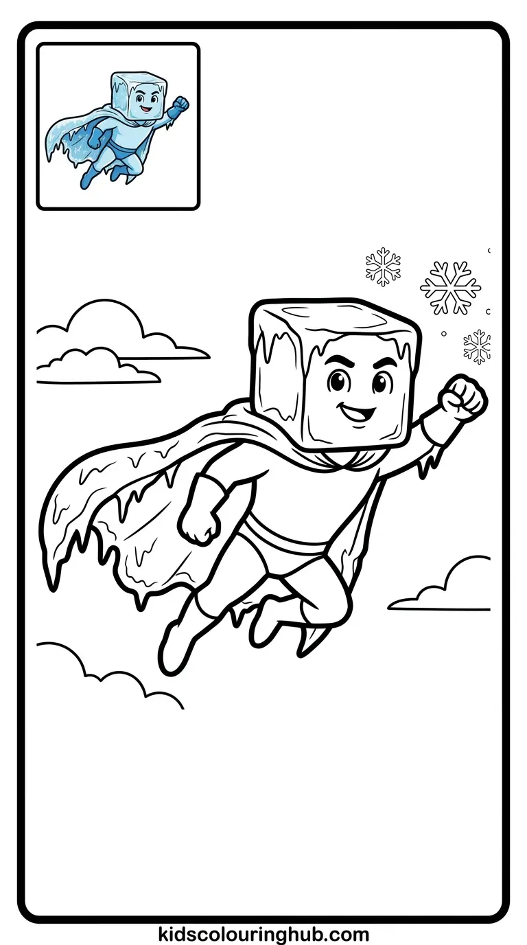 Superhero ice cube coloring page