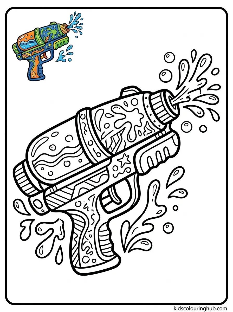 Water squirt gun coloring page