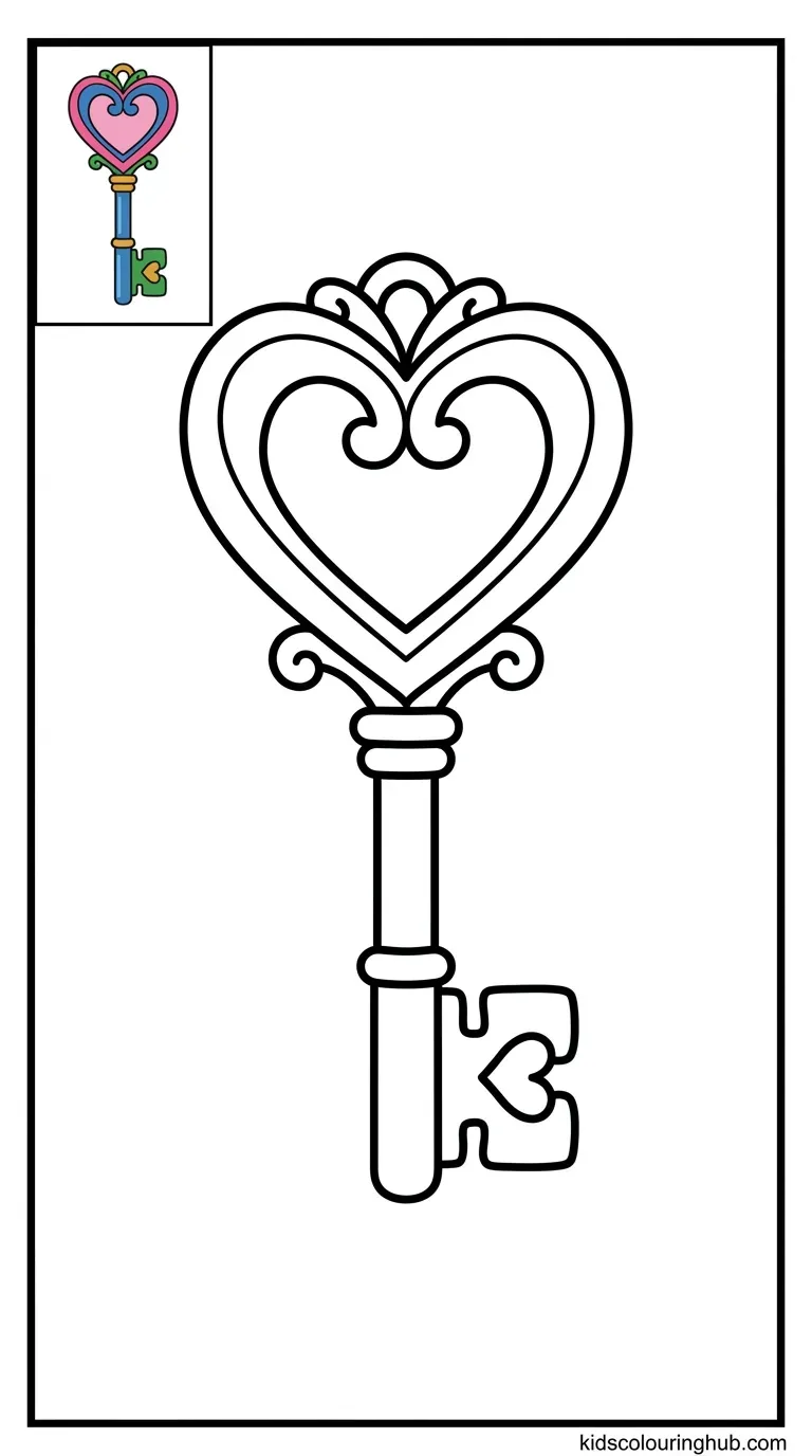 A beautiful fantasy key with a heart-shaped bow