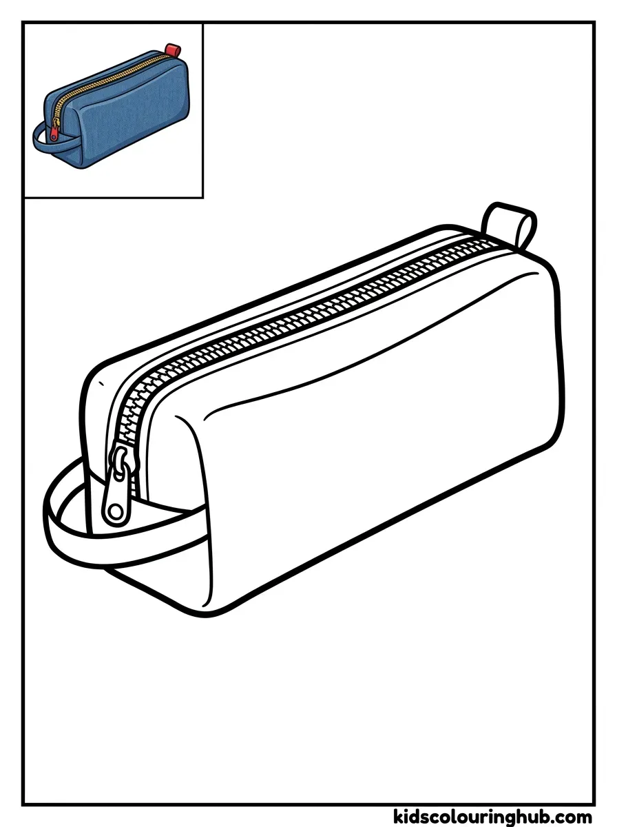 Zippered pencil case coloring page